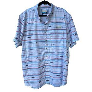 Magellan Outdoors Classic Fit Fish Gear Shirt 2XL Moisture-Wicking Striped Short